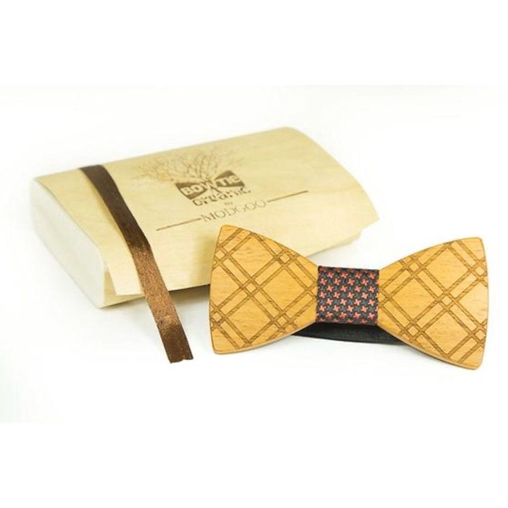 COPY - Gorgeous Wood Bowtie Modgoo Red & black
